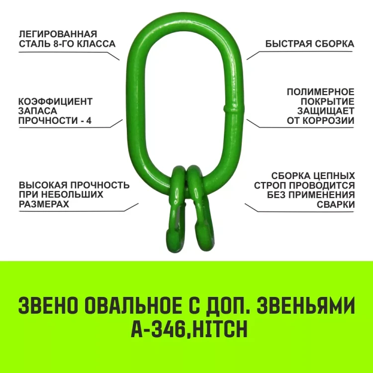 Звено овальное с доп. звеньями A-346 HITCH Т8 кл 17 т (SZ071395) купить в Тобольске