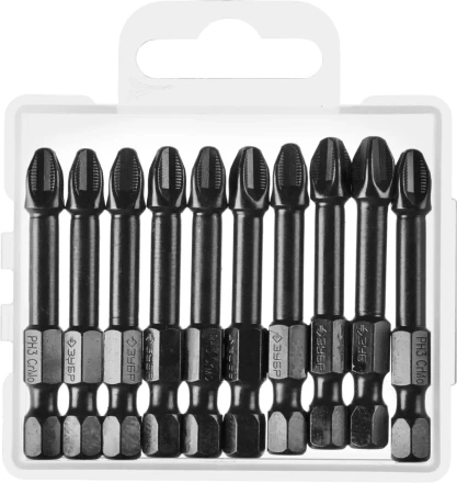 ЗУБР PH3, 10 шт, 50 мм, ударные биты, Профессионал (26021-3-50-S10) купить в Тобольске