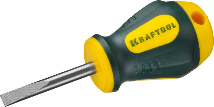 Отвертка KRAFTOOL, Cr-Mo-V сталь, двухкомпонентная противоскользящая рукоятка, SL, 5,5x38мм 250071-5.5-038 купить в Тобольске