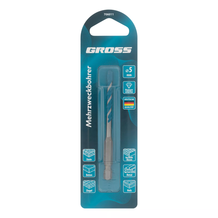 Сверло универсальное Gross , Multipurpose PRO, 6-гр. хвостовик, 5мм, 706011 купить в Тобольске