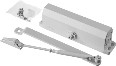 Доводчик дверной STAYER, для дверей массой до 100 кг, цвет белый 37916-100 купить в Тобольске