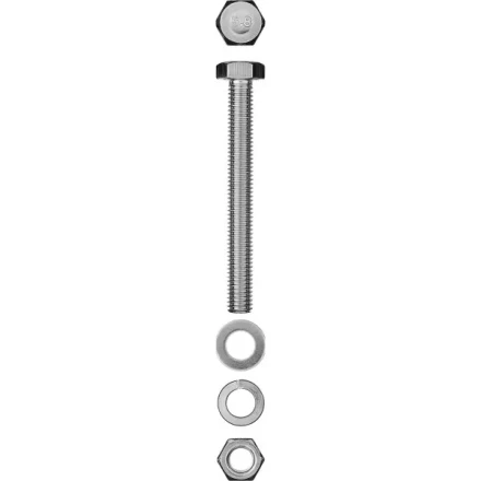 Болт (DIN933) в комплекте с гайкой (DIN934), шайбой (DIN125), шайбой пруж. (DIN127), M8 x 80 мм, 3 шт, ЗУБР 303436-08-080 купить в Тобольске