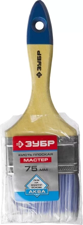 Плоская кисть ЗУБР АКВА 20 мм 3/4? светлая искусственная щетина деревянная ручка для воднодисперсионных и акриловых ЛКМ 4-01007-020 купить в Тобольске