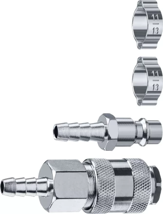 ЗУБР (штуцер елочка, 8 мм - рапид муфта) + (рапид штуцер-штуцер елочка, 8 мм) + (обжимные хомуты 2 шт), набор, Профессионал (64920-08-H) купить в Тобольске