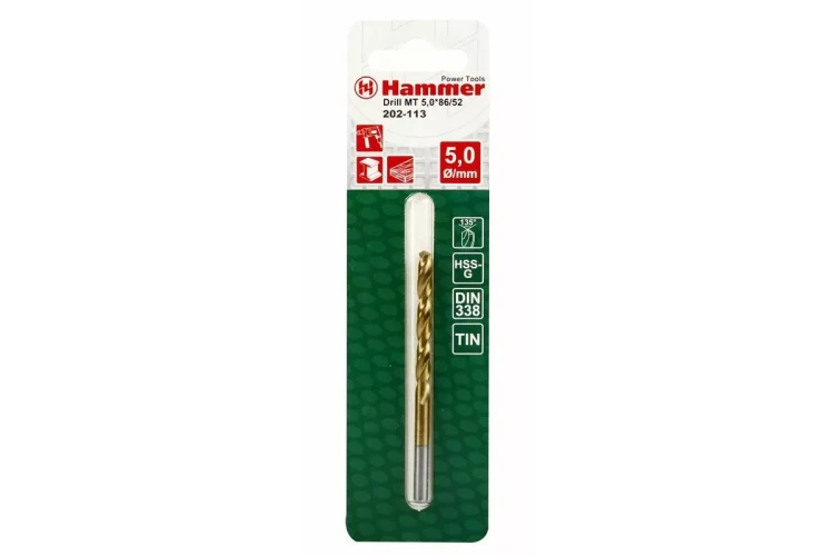 Сверло по металлу HAMMER Ф5х86мм (DR MT 5,0мм*86/52мм) купить в Тобольске