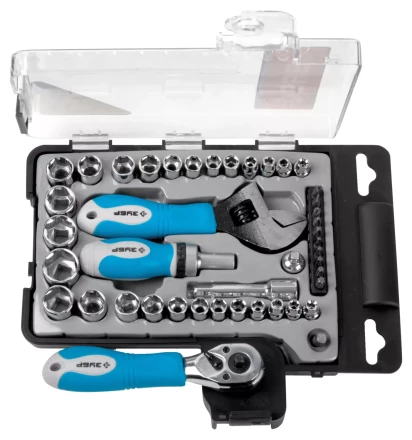 Набор ЗУБР Слесарно-монтажный инструмент &quot;ЭКСПЕРТ&quot;, ключ развод.,отвертка реверс. с насадками, пласт.бокс, 43пред. 25290-H43 купить в Тобольске