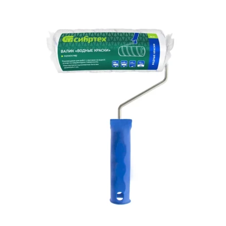 Валик &quot;Водные краски&quot;, 180 мм, ворс 12 мм, D - 48 мм, D ручки - 6 мм, полиэстер Сибртех 80186 купить в Тобольске