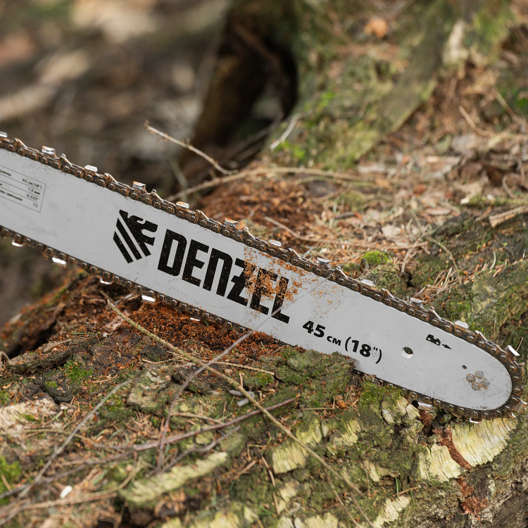 Пила цепная бензиновая Denzel DS-5218, шина 45 см, 52 см3, 3 л.с, шаг 0,325, паз 1,5 мм, 72 звена 95237 купить в Тобольске