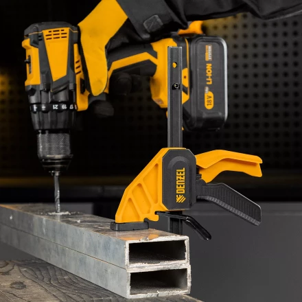 Струбцина F-образная Denzel, быстрозажимная, 150 х 55 мм, усиленный нейлоновый корпус, 20501 купить в Тобольске