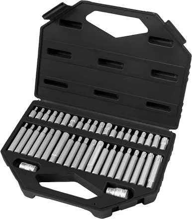 Набор бит HEX, TORX, SPLINE, хвостовик-шестигранник 1/2&quot;,CrV, 42шт  STELS 11318 купить в Тобольске