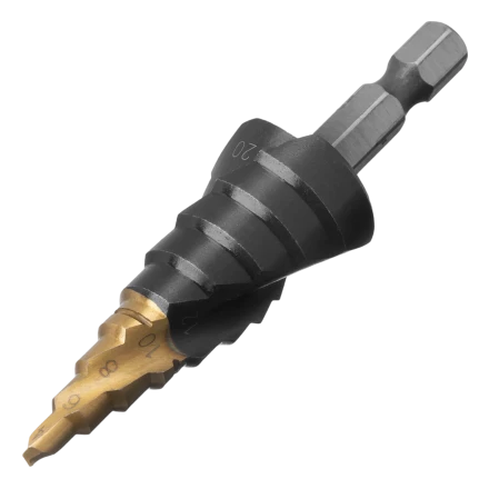 Сверло ступенчатое Denzel 723604, 6-8-10-12-14-16-18-20-22-24-26-28-30мм, Р6М5, 6-гр. хвостовик купить в Тобольске