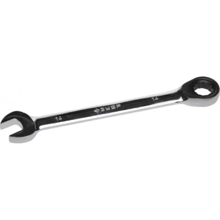 Ключ ЗУБР &quot;ПРОФИ&quot; гаечный комбинированный трещоточный, Cr-V сталь, хромированный, 14мм 27074-14 купить в Тобольске