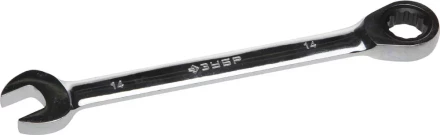 Ключ ЗУБР &quot;ПРОФИ&quot; гаечный комбинированный трещоточный, Cr-V сталь, хромированный, 14мм 27074-14 купить в Тобольске