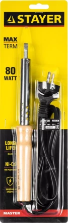 Паяльник STAYER &quot;MASTER&quot; с деревянной рукояткой и долговечным жалом, 80 Вт, клин 55310-80 купить в Тобольске