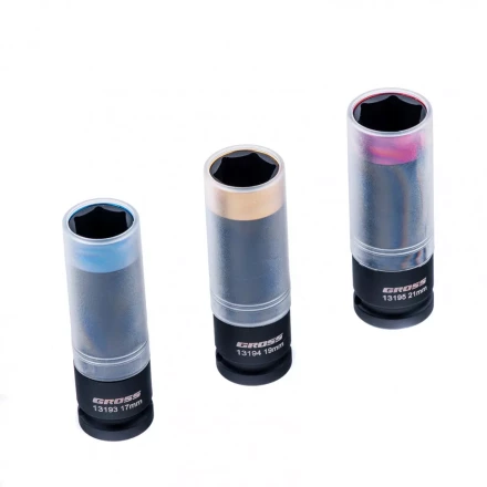 Набор головок ударных шестигранных для колесных дисков 17 19 21 мм 1/2&quot; 3 предмета Gross 13196 купить в Тобольске