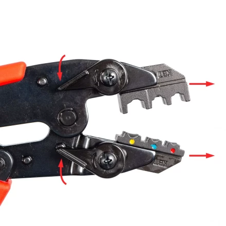 Пресс-клещи КВТ СТВ+5 с 5 матрицами МПК для опрессовки разъемов, втулочных, изолированных и неизолированных наконечников (набор) (89227) купить в Тобольске