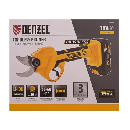 Секатор аккумуляторный Denzel CP-30 59435, 18В Li-Ion купить в Тобольске