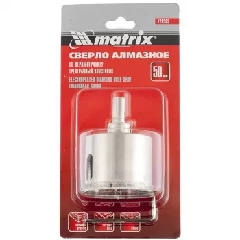 Сверло алмазное по керамограниту 55 х 67 мм 3-гранный хвостовик MATRIX 726553 купить в Тобольске