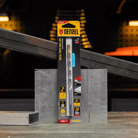 Сверло спиральное по металлу Denzel, 7,0 х 156 мм, Р6М5, Golden Tip, удлиненное, 718258 купить в Тобольске