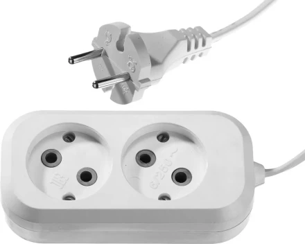 Удлинитель СИБИН электрический, ШВВП сечение 0,75кв мм, 2 гнезда, макс мощн 1300Вт, 2м 55091-2 купить в Тобольске