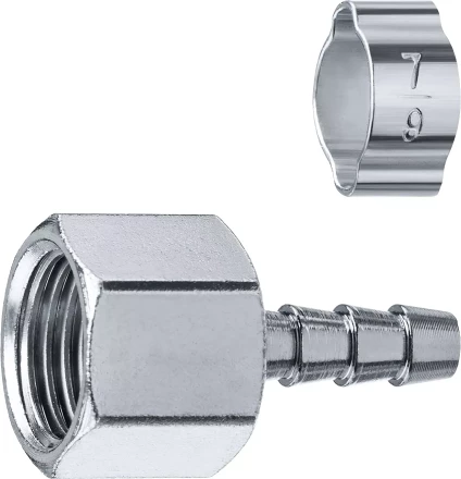 ЗУБР штуцер елочка, 6 мм - 1/4F, переходник с обжимным хомутом, Профессионал (64923-1/4-06) купить в Тобольске