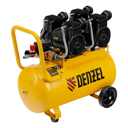 Компрессор безмасл. малошумный DLP -3000/50, 3 кВт, 2х1,5 кВт,50 л, 2850 об/мин,500 л/мин// Denzel 58144 купить в Тобольске