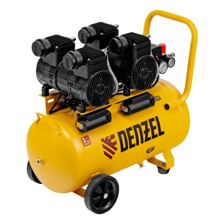 Компрессор безмасл. малошумный DLP -3000/50, 3 кВт, 2х1,5 кВт,50 л, 2850 об/мин,500 л/мин// Denzel 58144 купить в Тобольске