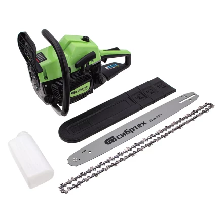 Пила цепная бензиновая Сибртех БП-5245 95209, 52 см3, шина 45 см, шаг 0.325, паз 1,5 мм, 72 звена купить в Тобольске