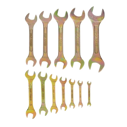 Набор ключей рожковых Сибртех 15281, 6-32 мм, 12 шт, желтый цинк купить в Тобольске