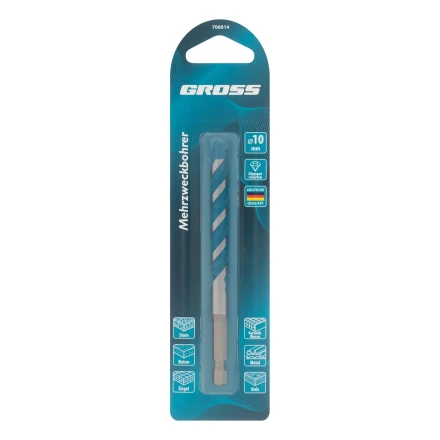 Сверло универсальное Gross, Multipurpose PRO, 6-гр. хвостовик, 10мм купить в Тобольске