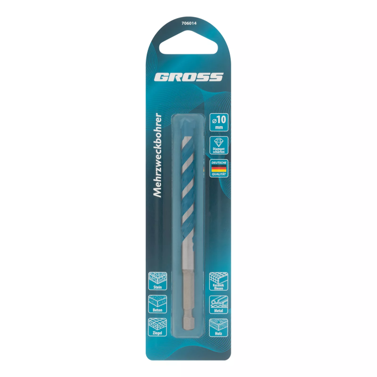 Сверло универсальное Gross, Multipurpose PRO, 6-гр. хвостовик, 10мм купить в Тобольске