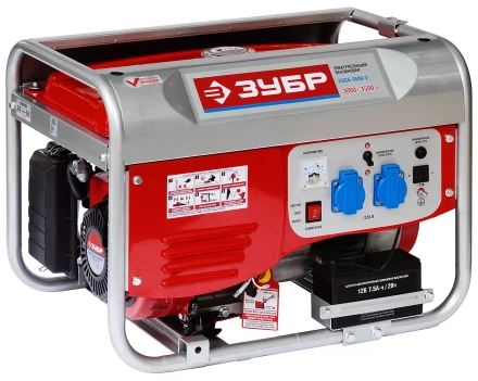 Электростанция ЗУБР бензиновая, 4-х тактная, ручной и электрический пуск, 220/12В, 3500Вт ЗЭСБ-3500-Э купить в Тобольске