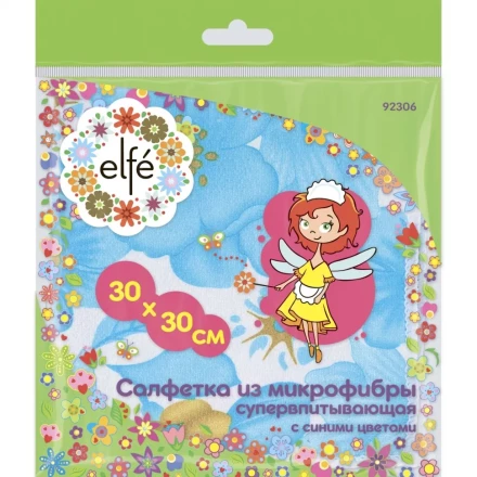 Салфетки из микрофибры с синими цветами 300х300 мм Elfe 92306 купить в Тобольске