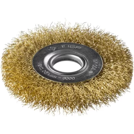 ЗУБР &quot;ПРОФЕССИОНАЛ&quot;. Щетка дисковая для УШМ, витая стальная латунированная проволока 0,3мм, 100х22мм 35187-100_z01 купить в Тобольске