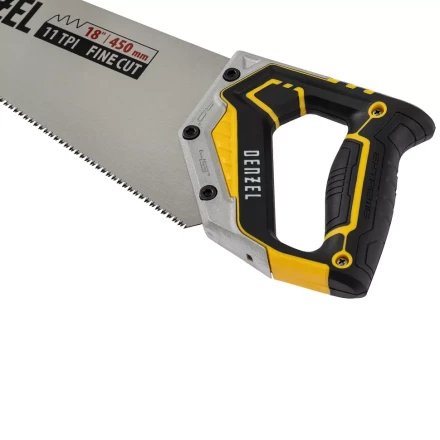 Ножовка по дереву, 450 мм, 9 TPI, зуб 3D, металлопластиковая рукоятка Denzel 24140 купить в Тобольске