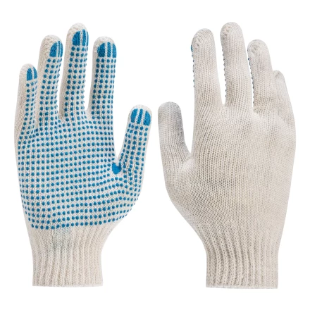 Перчатки трикотажные усиленные, с ПВХ точкой, 7 класс вязки Россия 677745 купить в Тобольске