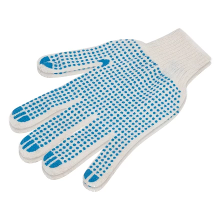 Перчатки трикотажные усиленные, с ПВХ точкой, 7 класс вязки Россия 677745 купить в Тобольске