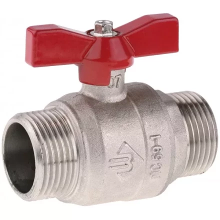 Кран ЗУБР шаровой 1/2&quot; полнопроходной &quot;папа-папа&quot;, бабочка, никелированная латунь 51355-N-1/2 купить в Тобольске