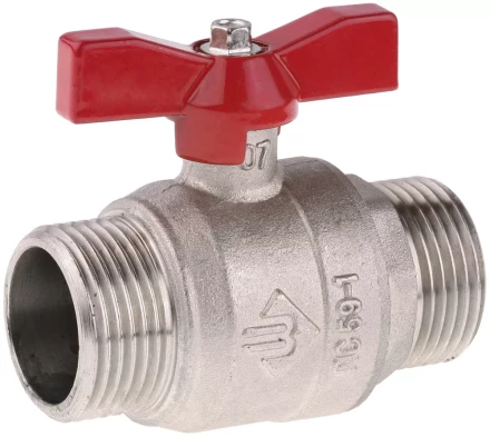 Кран ЗУБР шаровой 1/2&quot; полнопроходной &quot;папа-папа&quot;, бабочка, никелированная латунь 51355-N-1/2 купить в Тобольске