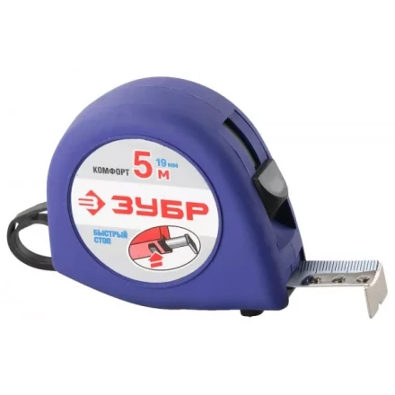 Рулетка ЗУБР &quot;СТАНДАРТ&quot;, корпус с резиновым напылением, 5м/19мм 34016-5 купить в Тобольске