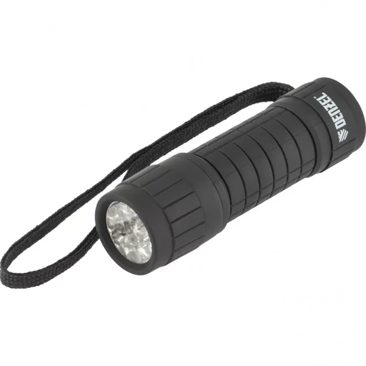 Фонарь светодиодный черный корпус с мягким покрытием 9 Led 3хААА Denzel 92610 купить в Тобольске