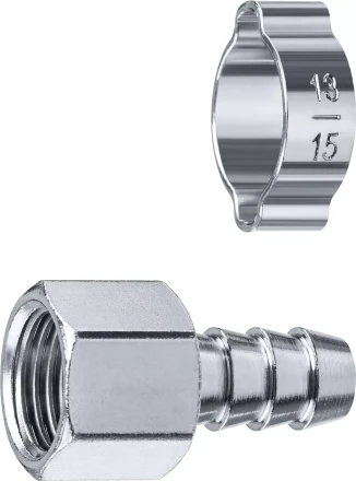 ЗУБР штуцер елочка, 10 мм - 1/4F, переходник с обжимным хомутом, Профессионал (64923-1/4-10) купить в Тобольске