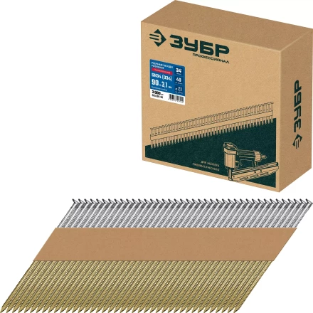 ЗУБР SN34 (D34) 90 х 3.1 мм, реечные гвозди рифленые оцинкованные, 3000 шт (305399-90) купить в Тобольске
