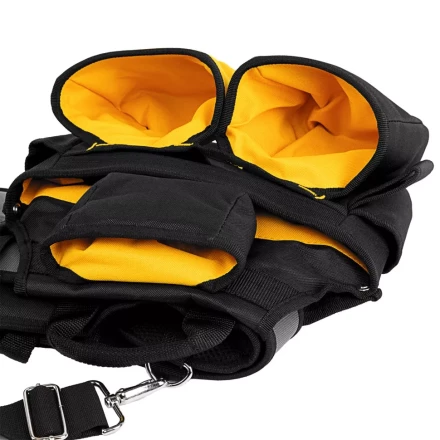 Пояс монтажника усиленный, с лямками, сумки поясные, держатель для молотка// Denzel 90290 купить в Тобольске