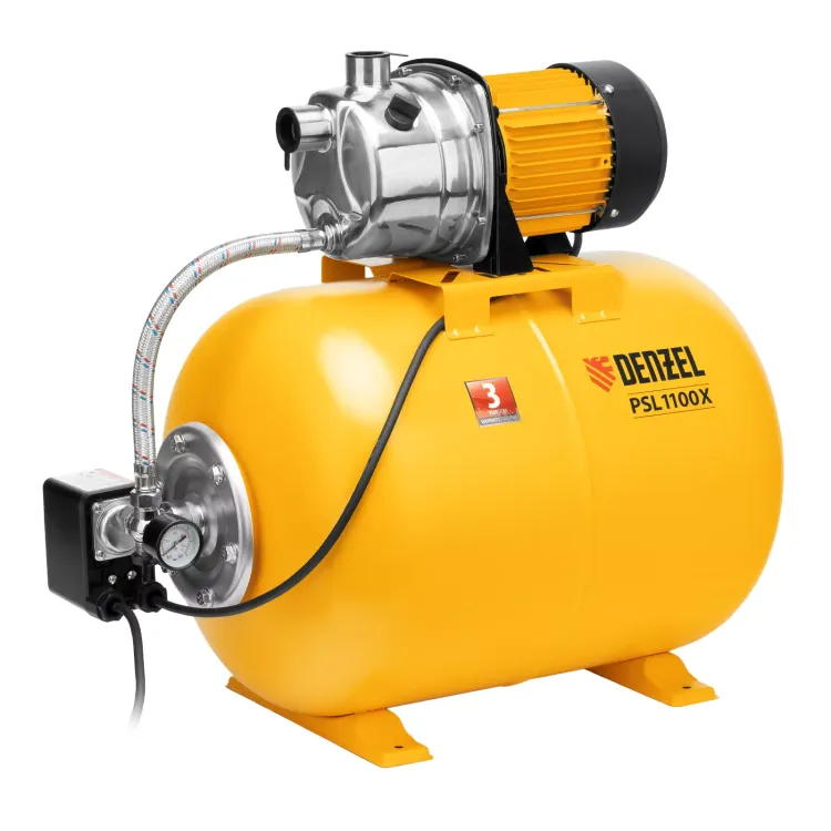 Насосная станция Denzel 97311, PSL1100X, 1100 Вт, 3600 л/ч, ресивер 50 л, подъем 45 м, нержавейка купить в Тобольске