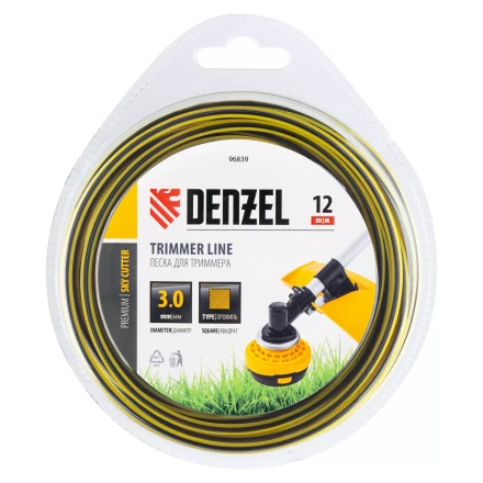 Леска для триммера двухкомпонентная квадратная, 3,0мм х 12м, блистер SkyCutter Denzel 96839 купить в Тобольске