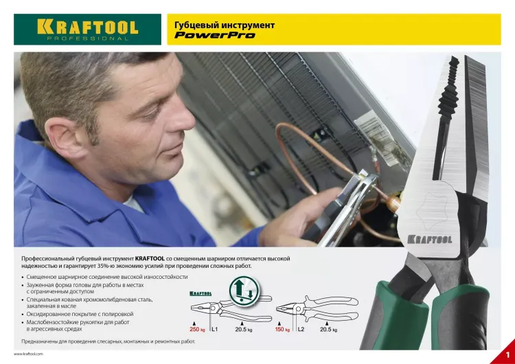 Плоскогубцы KRAFTOOL "PowerPro" комбинированные, CrMo-сталь, покрытие оксидированное с полировкой, 160мм 22001-1-16_z01 купить в Тобольске