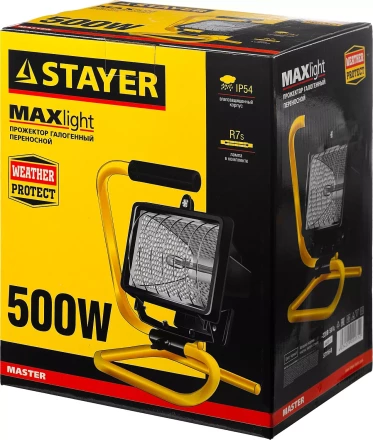 Прожектор STAYER &quot;MASTER&quot; MAXLight галогенный, переносной с подставкой, черный, 500Вт 57116-B купить в Тобольске