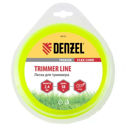 Леска для триммера звезда 2,4 мм х58 м блистер Flex cord Denzel 96121 купить в Тобольске