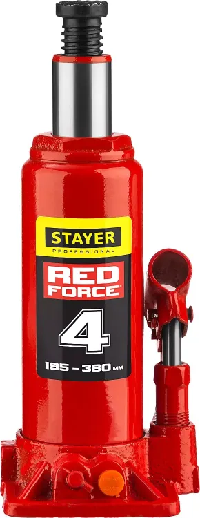 Домкрат гидравлический бутылочный "RED FORCE", 4т, 195-380 мм, в кейсе, STAYER 43160-4-K 43160-4-K_z01 купить в Тобольске